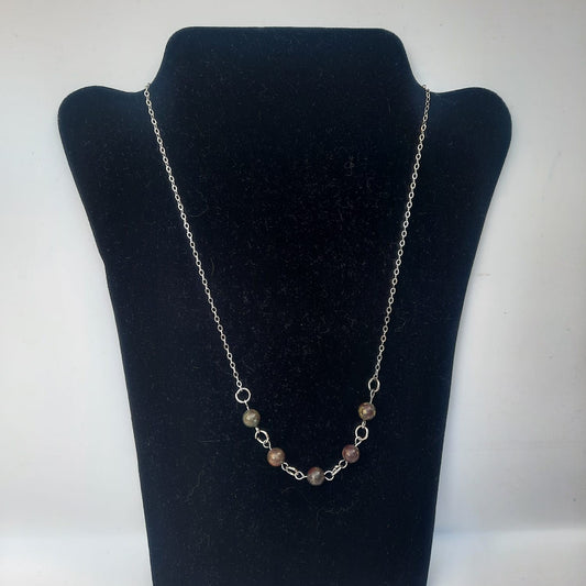 RVS Ketting 44 cm – Drakenbloed Jaspis